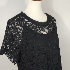 City Chic Black Lace Short Sleeve Blouse